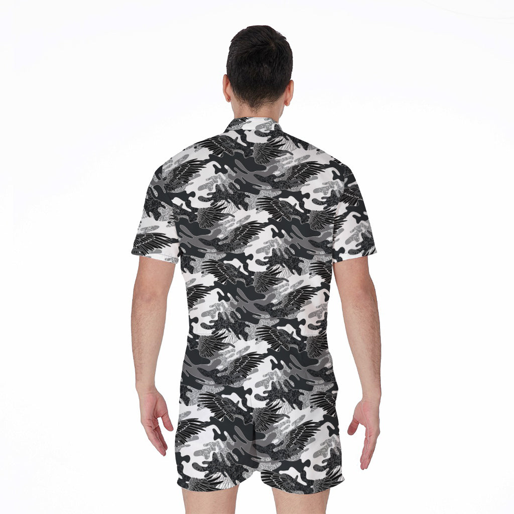 Camouflage Dazzle Wings Pattern Print Men's Rompers