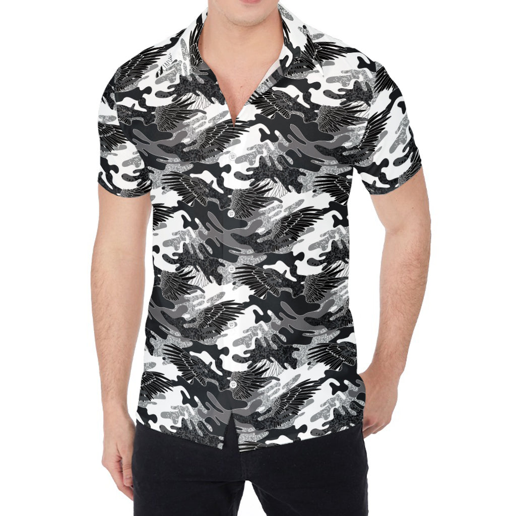 Camouflage Dazzle Wings Pattern Print Men's Shirt