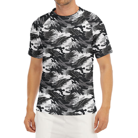 Camouflage Dazzle Wings Pattern Print Men's Short Sleeve Rash Guard