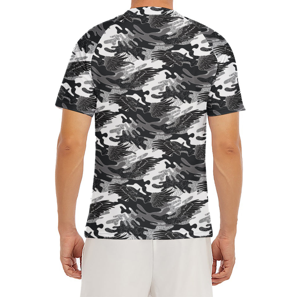Camouflage Dazzle Wings Pattern Print Men's Short Sleeve Rash Guard