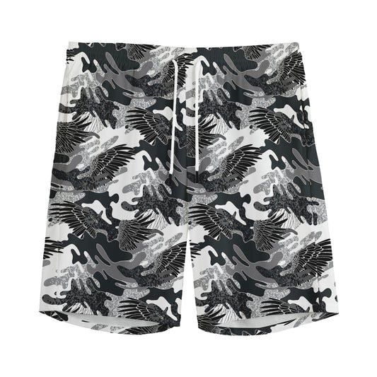Camouflage Dazzle Wings Pattern Print Men's Sports Shorts