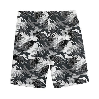 Camouflage Dazzle Wings Pattern Print Men's Sports Shorts