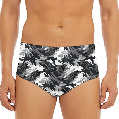 Camouflage Dazzle Wings Pattern Print Men's Triangle Swim Briefs