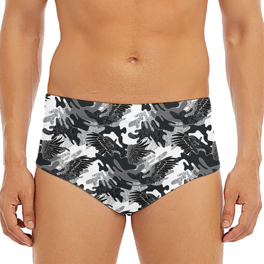 Camouflage Dazzle Wings Pattern Print Men's Triangle Swim Briefs