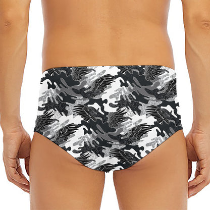 Camouflage Dazzle Wings Pattern Print Men's Triangle Swim Briefs