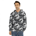 Camouflage Dazzle Wings Pattern Print Men's Velvet Pullover Hoodie