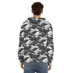 Camouflage Dazzle Wings Pattern Print Men's Velvet Pullover Hoodie