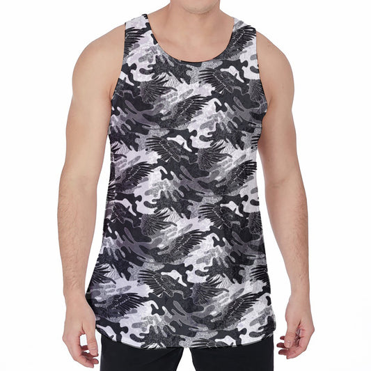 Camouflage Dazzle Wings Pattern Print Men's Velvet Tank Top