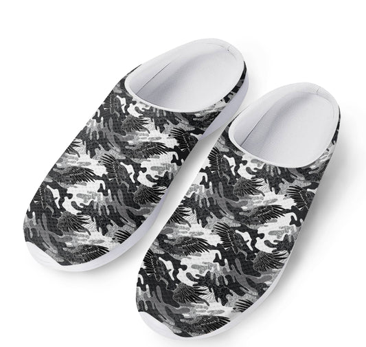 Camouflage Dazzle Wings Pattern Print Mesh Casual Shoes