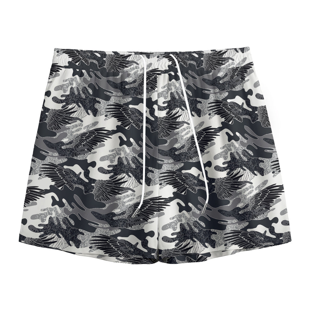 Camouflage Dazzle Wings Pattern Print Mesh Shorts