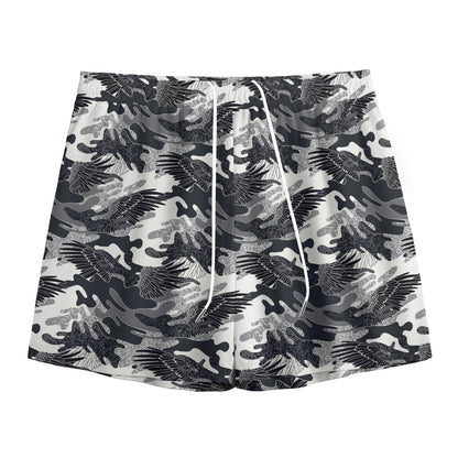 Camouflage Dazzle Wings Pattern Print Mesh Shorts