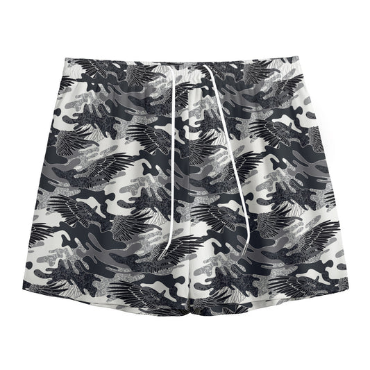 Camouflage Dazzle Wings Pattern Print Mesh Shorts