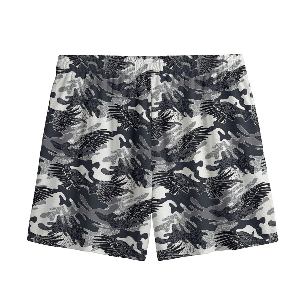 Camouflage Dazzle Wings Pattern Print Mesh Shorts