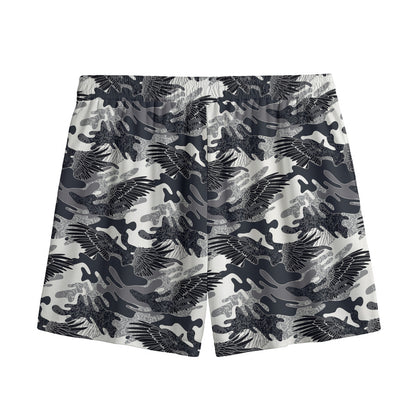 Camouflage Dazzle Wings Pattern Print Mesh Shorts