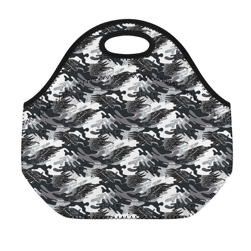 Camouflage Dazzle Wings Pattern Print Neoprene Lunch Bag