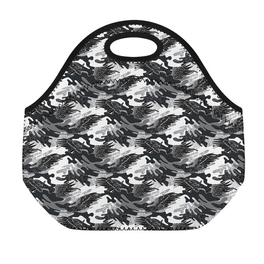 Camouflage Dazzle Wings Pattern Print Neoprene Lunch Bag
