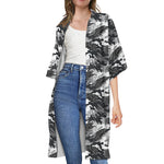 Camouflage Dazzle Wings Pattern Print Open Front Beach Cover Up