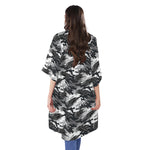 Camouflage Dazzle Wings Pattern Print Open Front Beach Cover Up