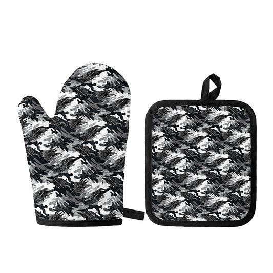 Camouflage Dazzle Wings Pattern Print Oven Mitt And Pot Holder Set