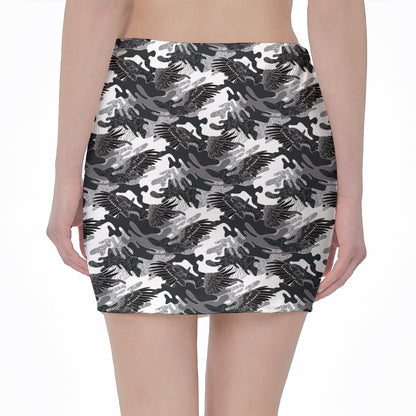 Camouflage Dazzle Wings Pattern Print Pencil Mini Skirt