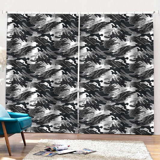 Camouflage Dazzle Wings Pattern Print Pencil Pleat Curtains