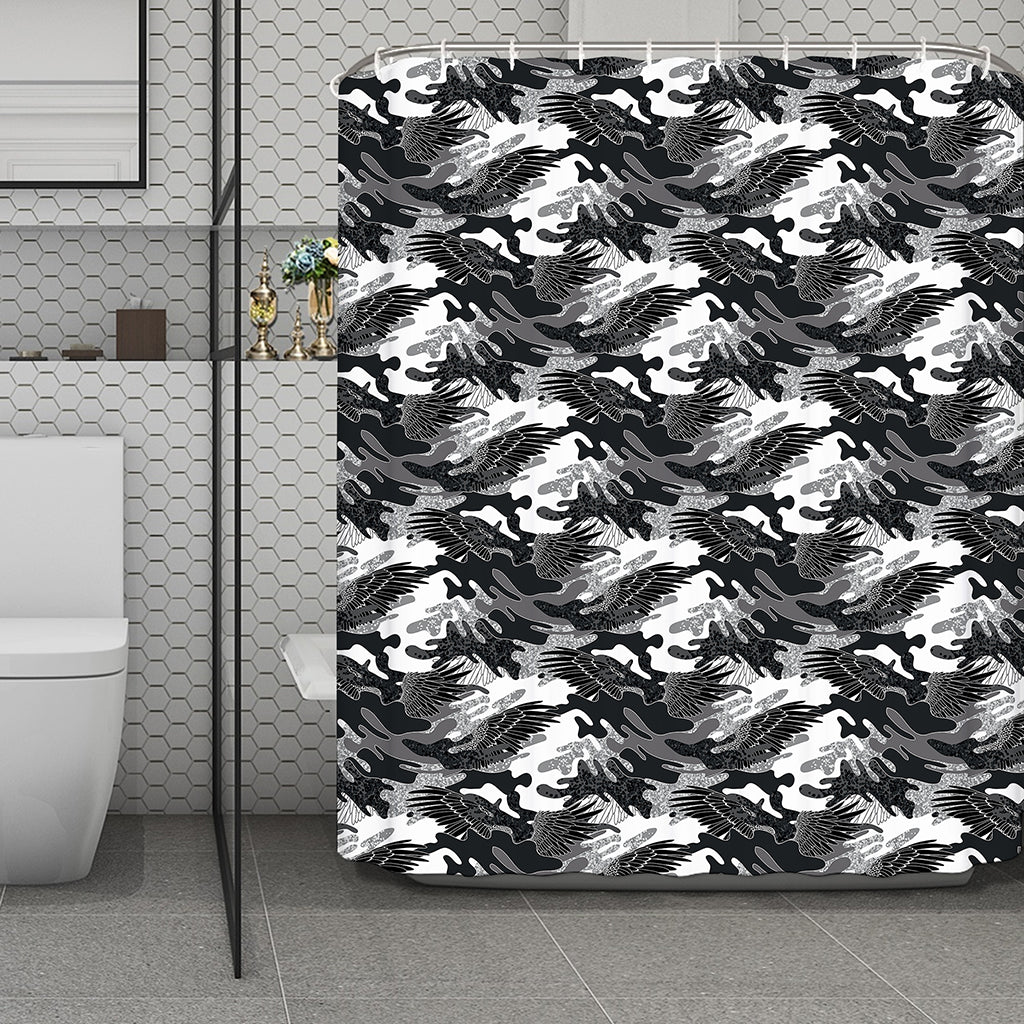 Camouflage Dazzle Wings Pattern Print Polyester Shower Curtain