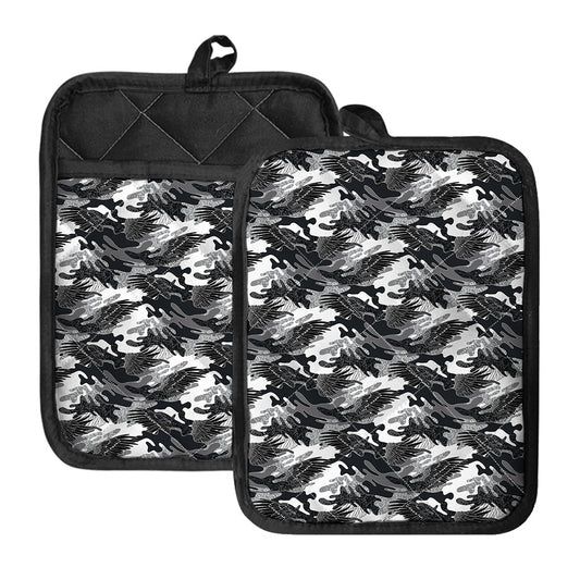 Camouflage Dazzle Wings Pattern Print Pot Holders With Pocket