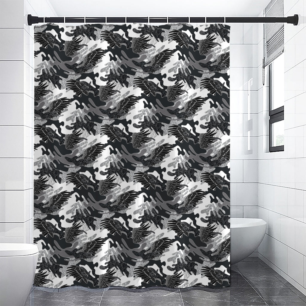 Camouflage Dazzle Wings Pattern Print Premium Shower Curtain