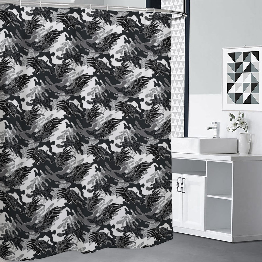 Camouflage Dazzle Wings Pattern Print Premium Shower Curtain