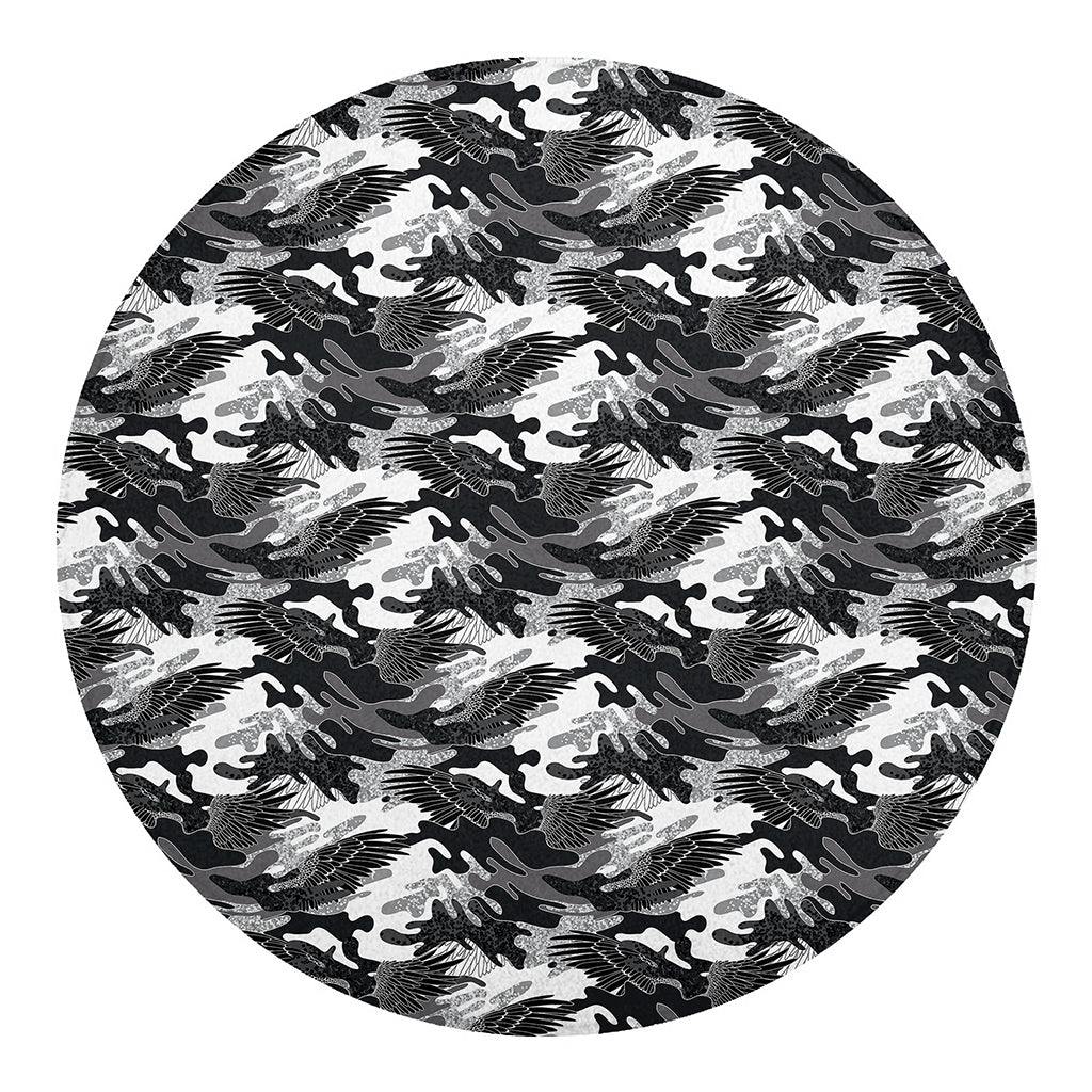 Camouflage Dazzle Wings Pattern Print Round Blanket