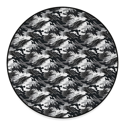 Camouflage Dazzle Wings Pattern Print Round Floor Mat