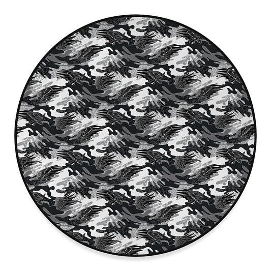 Camouflage Dazzle Wings Pattern Print Round Floor Mat