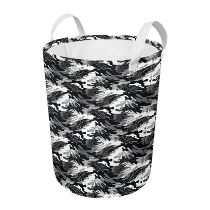 Camouflage Dazzle Wings Pattern Print Round Laundry Basket