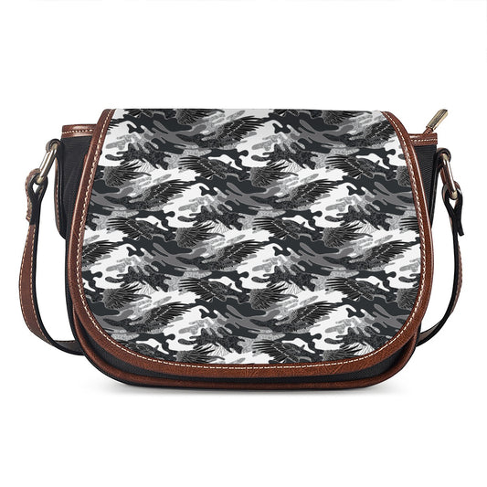 Camouflage Dazzle Wings Pattern Print Saddle Bag