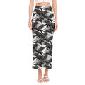 Camouflage Dazzle Wings Pattern Print Side Slit Maxi Skirt
