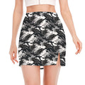 Camouflage Dazzle Wings Pattern Print Side Slit Mini Skirt