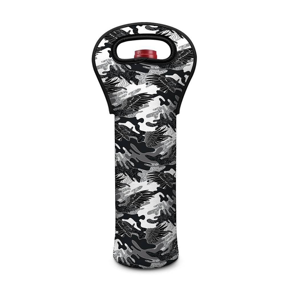Camouflage Dazzle Wings Pattern Print Single Neoprene Wine Tote