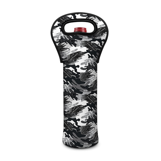 Camouflage Dazzle Wings Pattern Print Single Neoprene Wine Tote