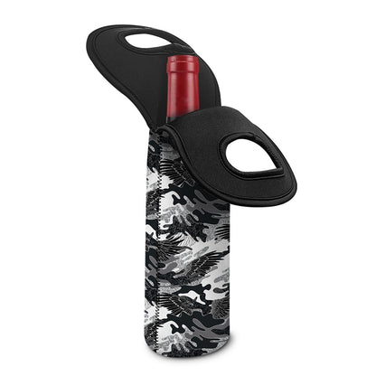Camouflage Dazzle Wings Pattern Print Single Neoprene Wine Tote