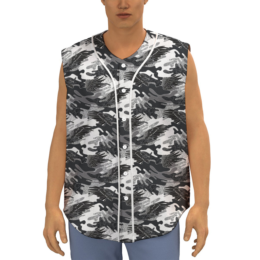 Camouflage Dazzle Wings Pattern Print Sleeveless Baseball Jersey