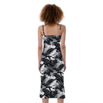 Camouflage Dazzle Wings Pattern Print Slim Fit Midi Cami Dress