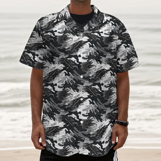 Camouflage Dazzle Wings Pattern Print Textured Short Sleeve Shirt
