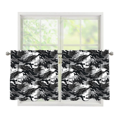 Camouflage Dazzle Wings Pattern Print Tier Curtains
