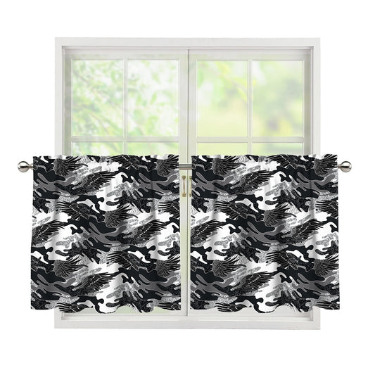 Camouflage Dazzle Wings Pattern Print Tier Curtains