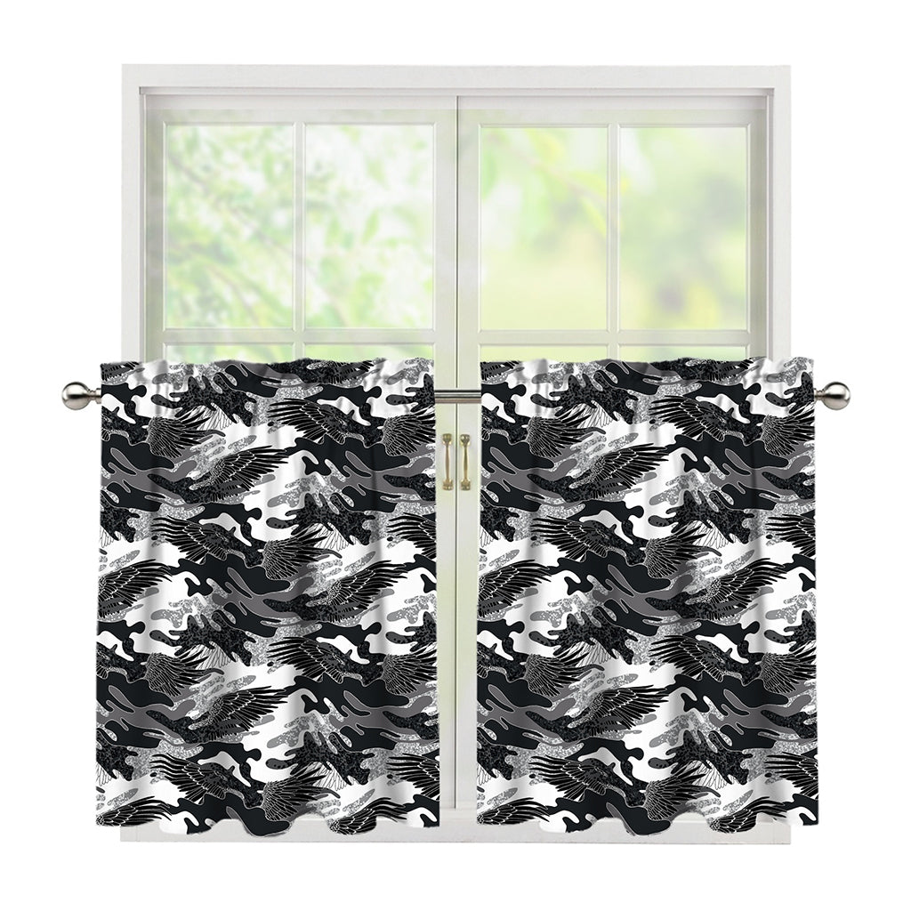 Camouflage Dazzle Wings Pattern Print Tier Curtains