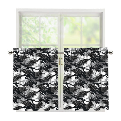 Camouflage Dazzle Wings Pattern Print Tier Curtains