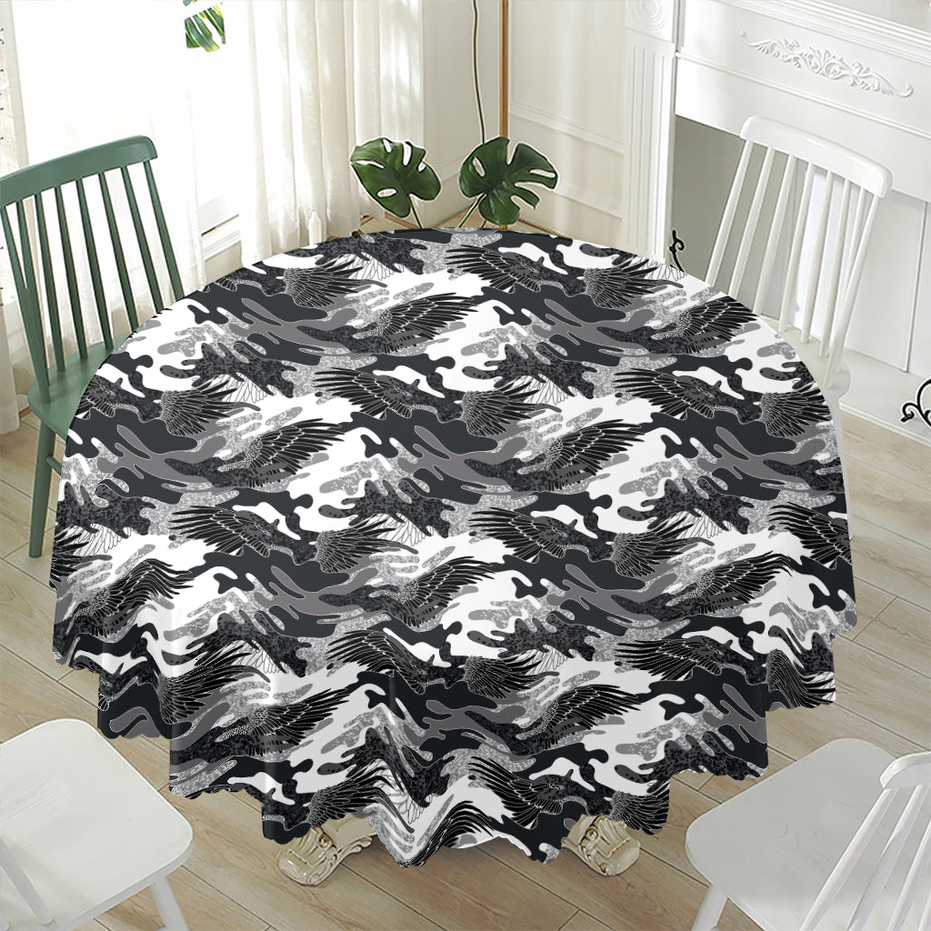 Camouflage Dazzle Wings Pattern Print Waterproof Round Tablecloth