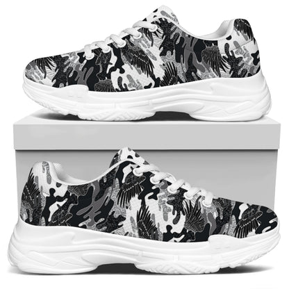 Camouflage Dazzle Wings Pattern Print White Chunky Shoes