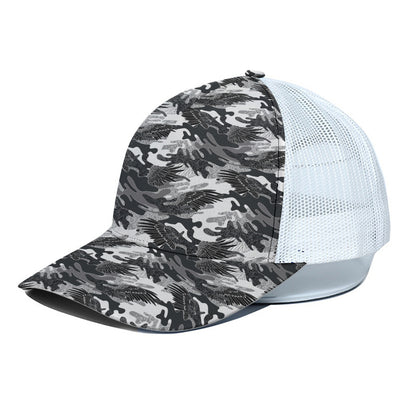 Camouflage Dazzle Wings Pattern Print White Mesh Trucker Cap