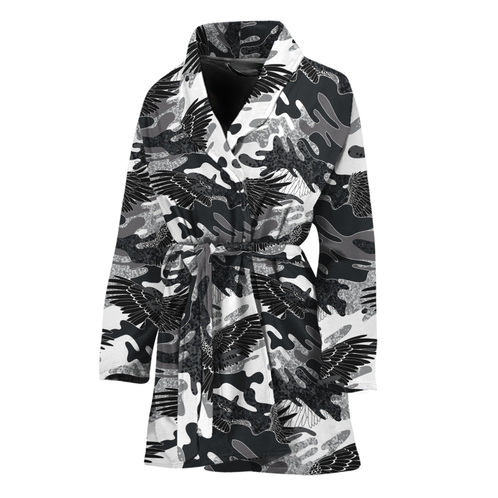 Camouflage Dazzle Wings Pattern Print Women's Bathrobe